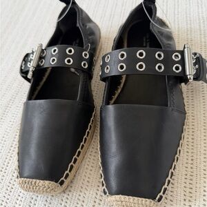 rag & bone Black Espadrilles with Silver Eyelets